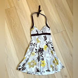 Trixxi Brown/Yellow Floral Halter Top Summer Dress Size 9